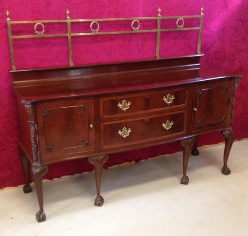 fig 1. Antique Edwardian inlaid and carved mahogany sideboard by Robson of Newcastle 