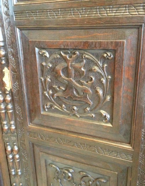 fig 2. Victorian fabulously carved oak hall cabinet from a country house in East Yorkshire  Black Forest style 
