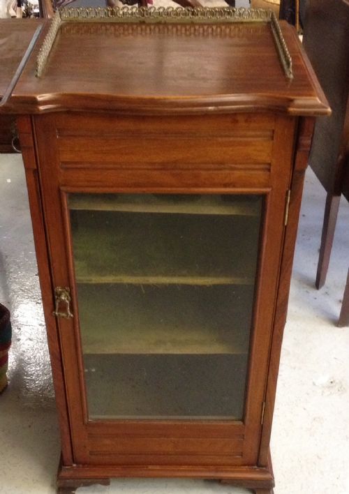 Antique Victorian Walnut Canterbury with Brass Gallery and Original Lining