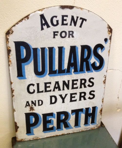 Enamel Sign for Pullars Cleaners Perth  Double Sided.