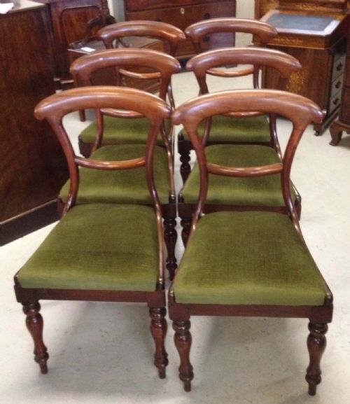 Victorian Set of Six Mahogany Dining Chairs with Drop in Seats