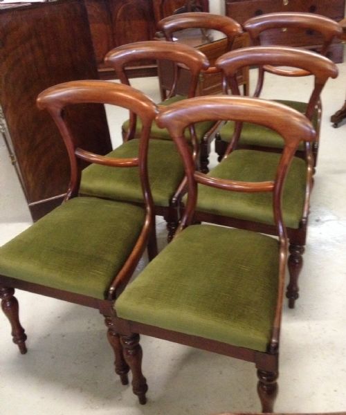 fig 1. Victorian set of six mahogany dining chairs with drop in seats