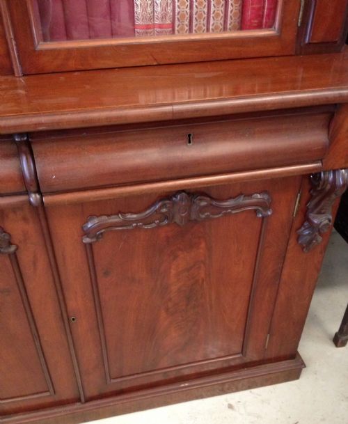 fig 1. Victorian mahogany dwarf bookcase over cupboard circa 1870