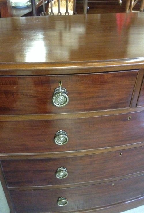 fig 1. Victorian mahogany bow front chest of drawers by Sopwith of Newcastle