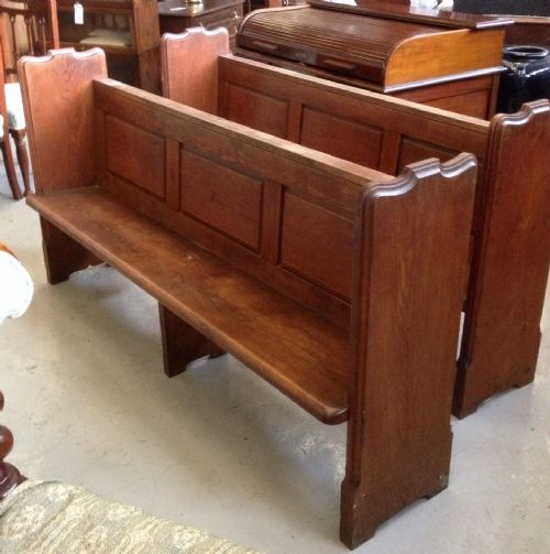 Victorian Solid Oak Pew in Original Condition, Panelled Back