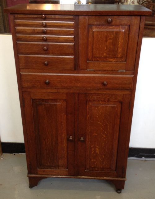 Victorian Oak Dental / Collectors Cabinet