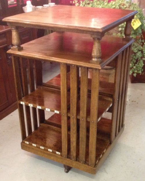 Victorian Oak Revolving Library Bookcase Circa 1890