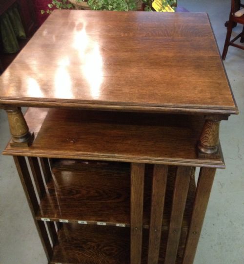 fig 1. Victorian oak revolving library bookcase circa 1890