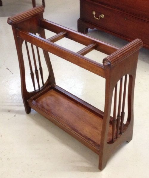 Edwardian Mahogany Lyre Shaped Stick Stand 
