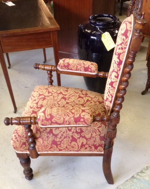 fig 1. Victorian turned and carved rosewood library chair