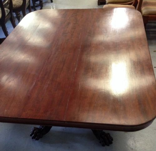 fig 1. Regency mahogany tilt top table on lions paw feet for restoration superb quality