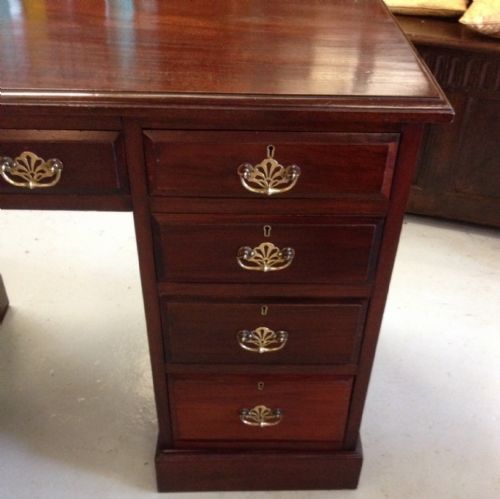 fig 1. Victorian mahogany twin pedestal desk . Solid brass handles.