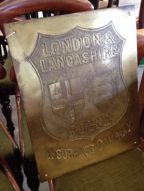 Brass Plaque for London and Lancashire Fire Insurance Company Circa 1900