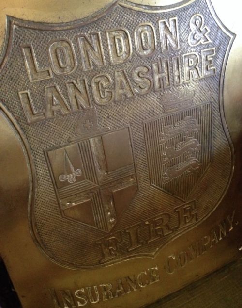 fig 1. Brass plaque for London and Lancashire fire insurance Company circa 1900
