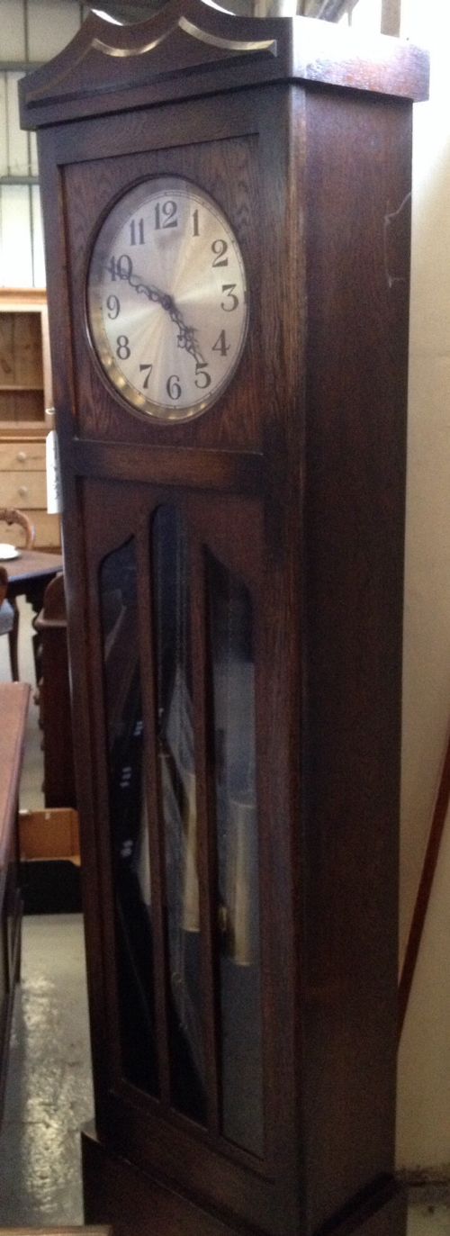 Oak Cased Art Deco Three Weight Long Case Clock
