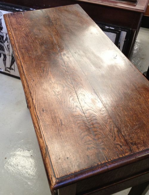 fig 1. Victorian solid oak Jacobean style side table with two drawers