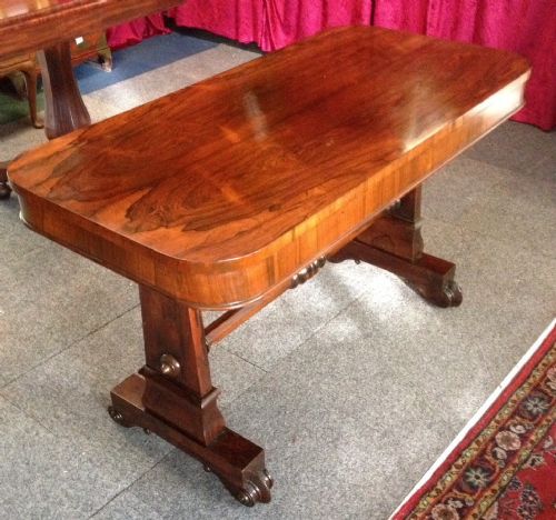 Regency Rosewood Side Table  on Tapered Supports and Carved Feet Circa 1820