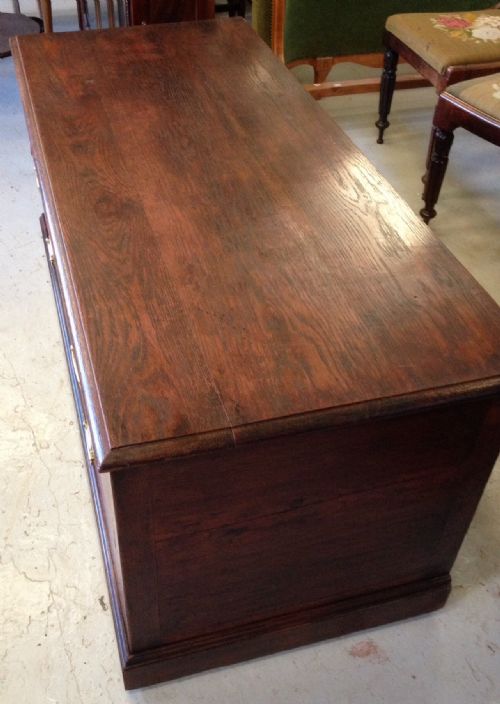 fig 1. Oak chest with false drawer front and hinged lid