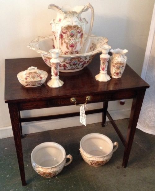 Blush Ivory Crown Jewel 8 Piece Toilet Set in Superb Condition Circa 1890