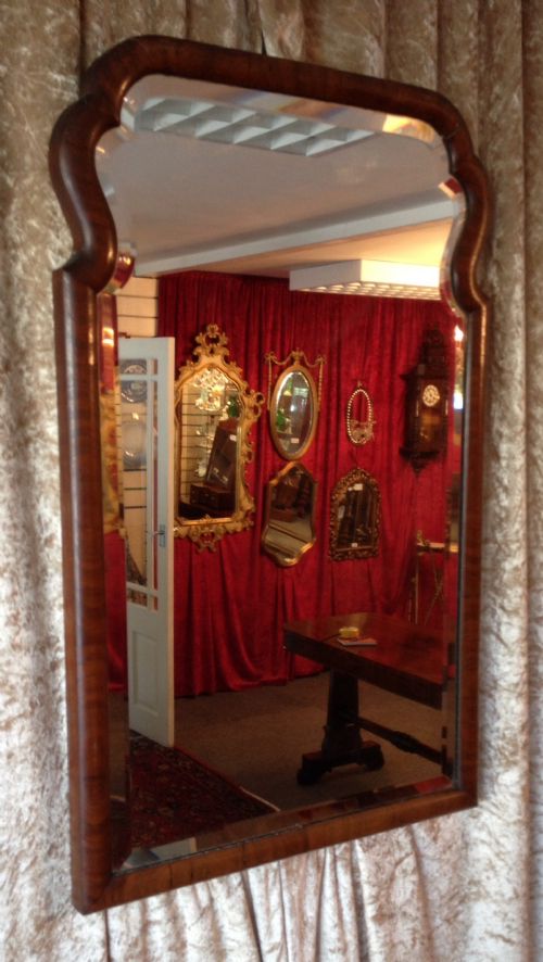 Walnut Framed Beveled Wall Mirror Circa 1880
