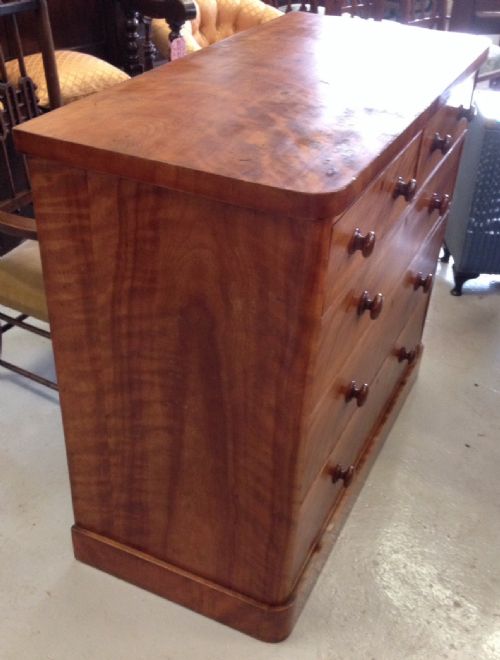 fig 1. Victorian satin birch chest of drawers with original knob handles