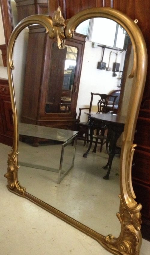 Victorian Large Gilt Over Mantle Mirror