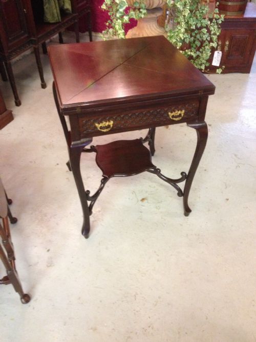 Late Victorian Mahogany Envelope Card Table . Completely Original