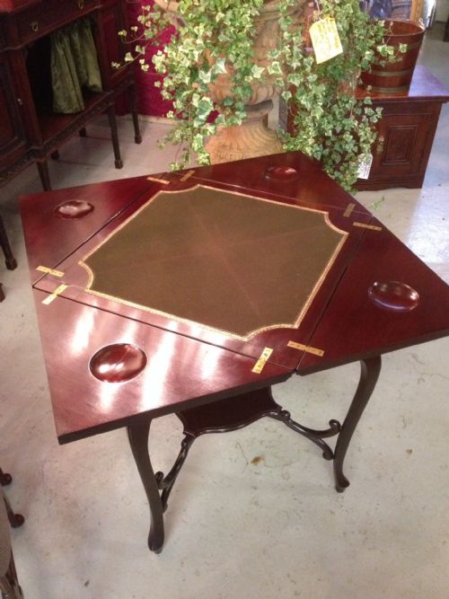 fig 1. Late Victorian mahogany envelope card table . Completely original