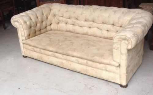 Deep Buttoned Victorian Chesterfield Three Seater Sofa for Reupholstery