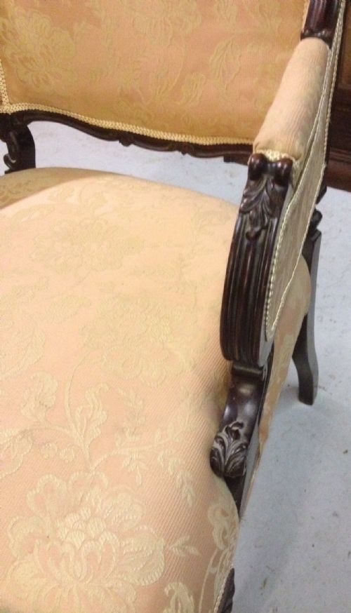 fig 1. Late victorian rococo style mahogany framed salon armchair