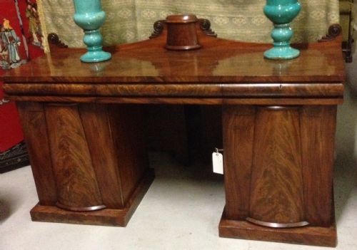 Late Regency Flame Mahogany Twin Pedestal Sideboard