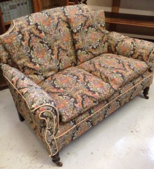 Victorian Two Seater Sofa on Tuned Legs Original Casters