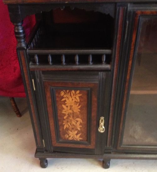 fig 1. Arts and crafts ebonised and Inlaid side cabinet