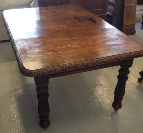 Victorian Carved Extending Wind Out Dining Table on Turned Legs