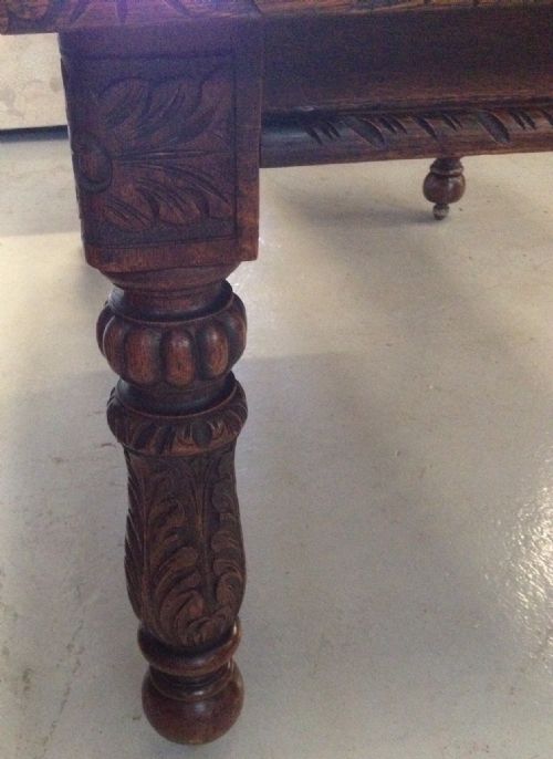 fig 1. Victorian carved extending wind out dining table on turned legs