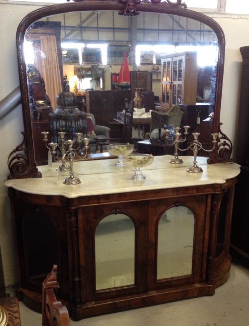 fig 1. Carved walnut credenza white marble top