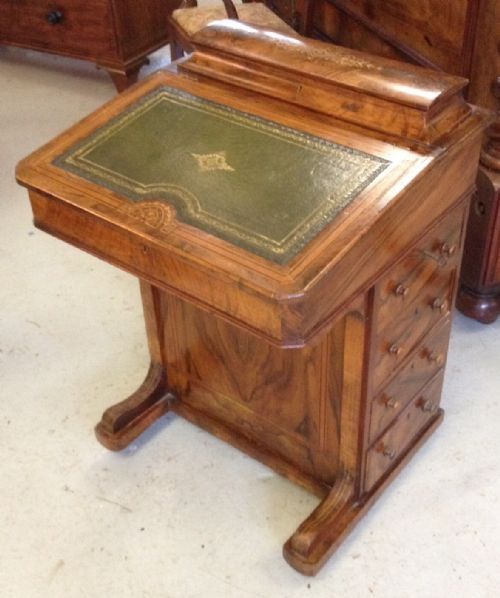 Victorian Walnut Davenport Desk with Leather Inset Top