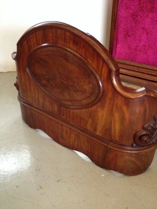 fig 2. Victorian mahogany half tester king size bed with carved and panelled base