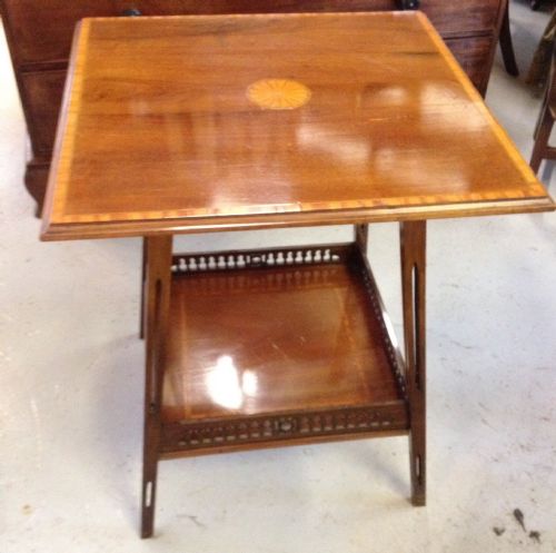 Late Victorian Inlaid Mahogany Two Tier Window Table