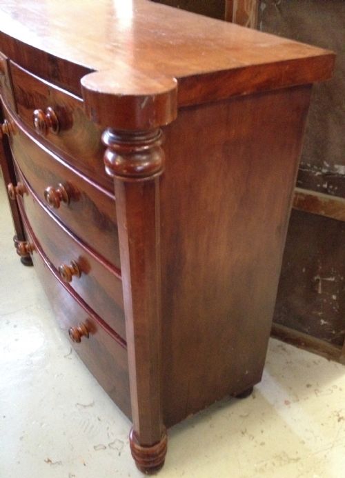 fig 1. Victorian bow front mahogany chest of drawers
