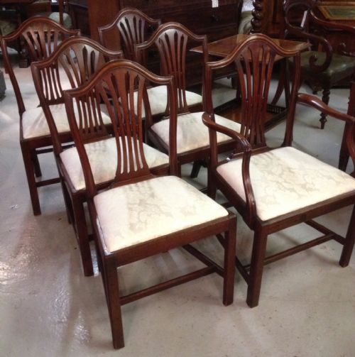 Set of Six Georgian Mahogany Hepplewhite Dining Chairs Circa 1790
