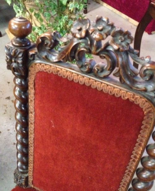 fig 1. Victorian carved walnut nursing chair with spiral supports circa 1880