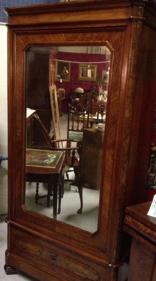 Nineteenth Century Walnut Armoire with Mirrored Door