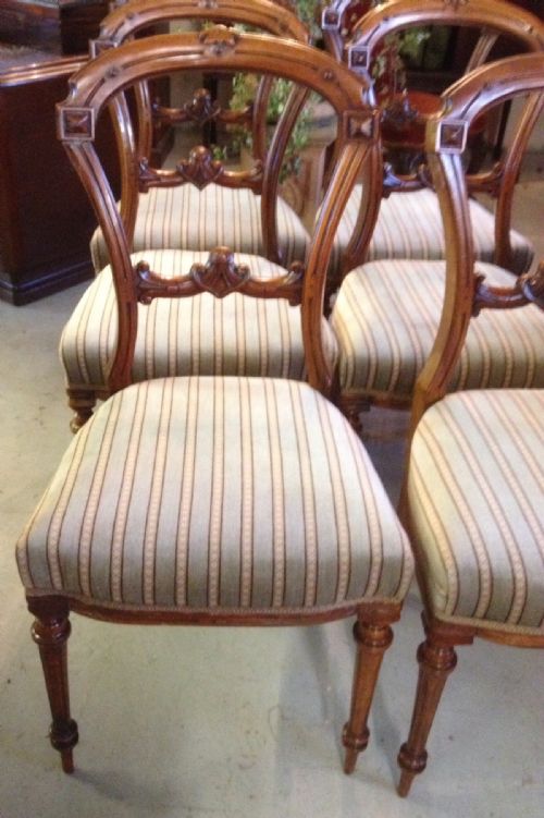 fig 1. Set of six Victorian walnut balloon back dining chairs
