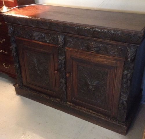 Victorian Carved Oak Sideboard Circa 1870