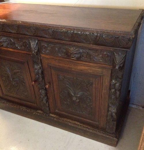 fig 1. Victorian carved oak sideboard circa 1870