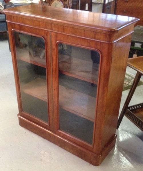 Mahogany Victorian Freestanding Glazed Bookcase with Adjustable Shelves