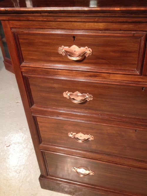 fig 1. Arts and crafts walnut four height chest of drawers Original copper handles made by Page and Co Norwich