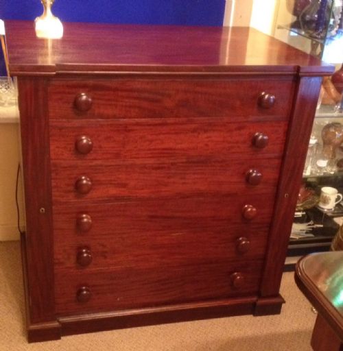 Mahogany Wellington Plan/collectors Chest Stamped Gillows to Top Drawer