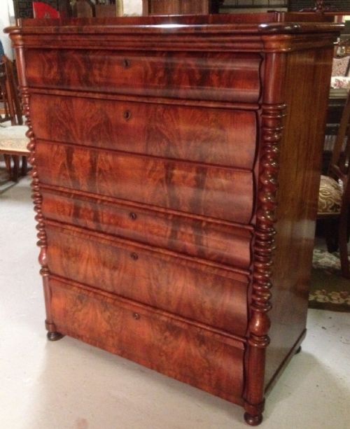 fig 1. Superb flame mahogany secretaire chest circa 1870